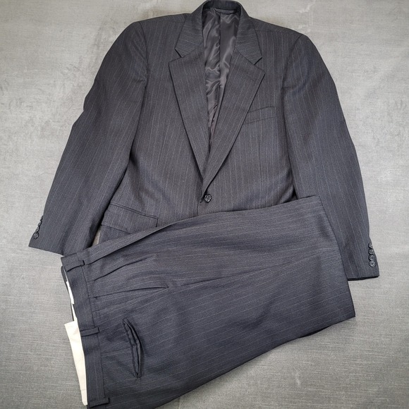 Hickey Freeman Canterbury Mens 2 Piece Suit 42L Gray Wool 35